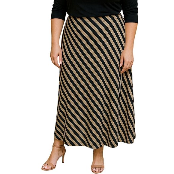 Jaclyn Smith Womens Size Large Diagonal Stripe Skirt Elastic Waist Swing Style - Picture 1 of 7